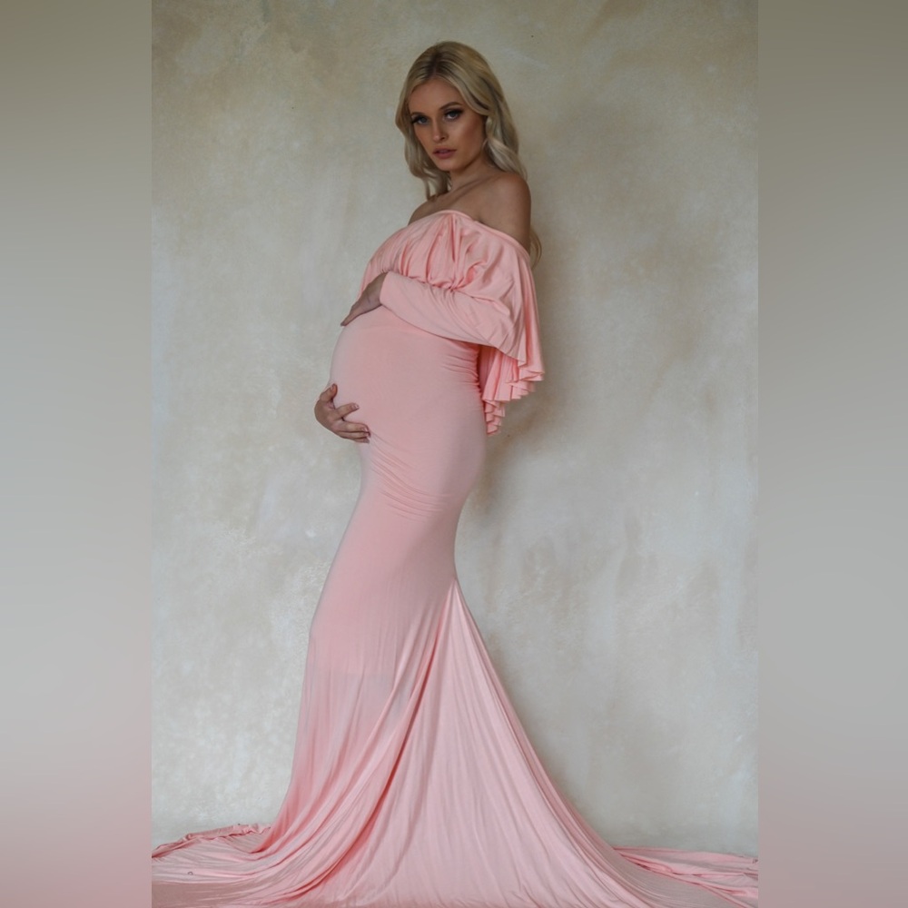 Maternity Off the Shoulder Pink Dress